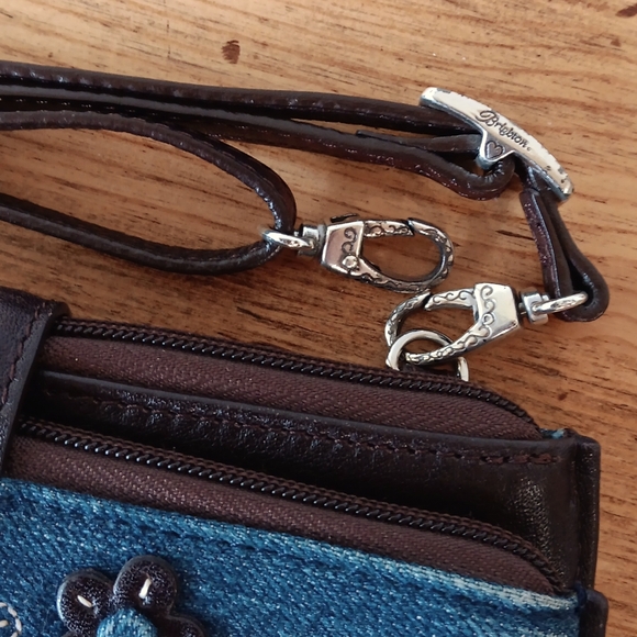 Brighton denim & leather applique embroidered flower purse - Picture 8 of 10